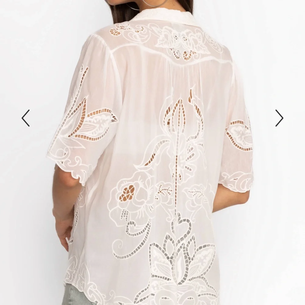 Johnny Was Chryssie button up White Embroidered Blouse - Picture 9 of 9